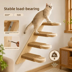 Solid Wood Cat Tree Tower Multi-Level Climbing Frame Sisal Scratching Post Activity Center Pet Furniture for Indoor Cats Kittens
