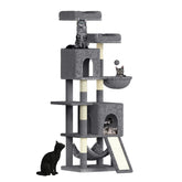 158cm Multi-Level Cat Tree with Scratching Board & Post - Stable Cat Tower with Perch, Large Pet Playhouse