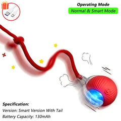 Cat Interactive Ball Toy Automatic Rolling Ball Faux Tail Rechargeable Smart Pet Electric Toy Pet Toy Imitate Mouse